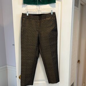 NWT LOFT Black and Gold Patterned Pants